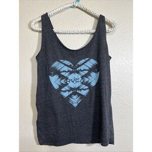 RVCA Tank‎ Top Women's Large Sleeveless Gray Logo Graphic Pullover Muscle Shirt